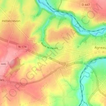 La Fouquelinièreの地形図、標高、地勢