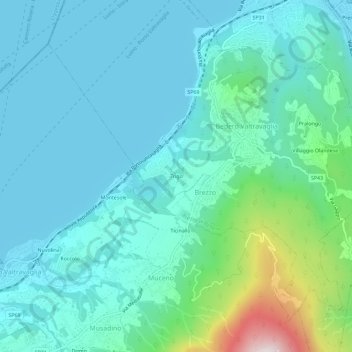 Trigoの地形図、標高、地勢