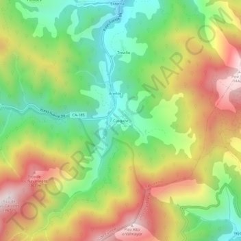 Cosgayaの地形図、標高、地勢