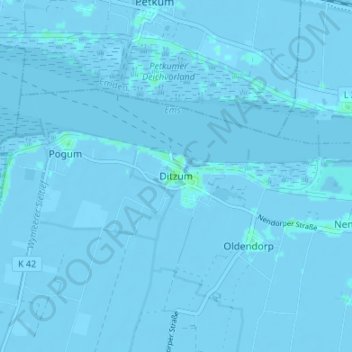 Ditzumの地形図、標高、地勢