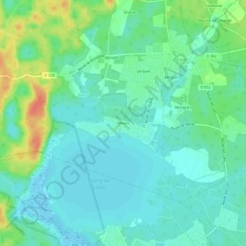 Mouraの地形図、標高、地勢