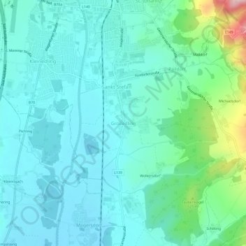 Großedlingの地形図、標高、地勢
