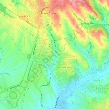 Colleverdeの地形図、標高、地勢