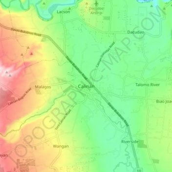 Calinanの地形図、標高、地勢