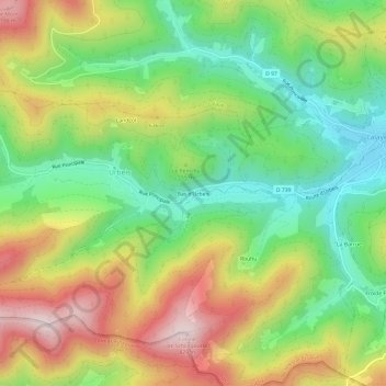 Bas d'Urbeisの地形図、標高、地勢