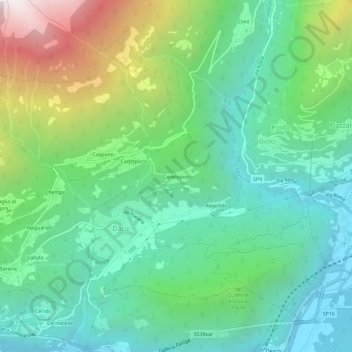 Cadelsassoの地形図、標高、地勢