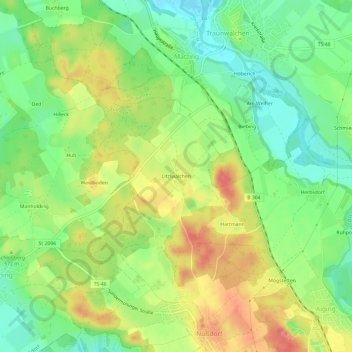 Litzlwalchenの地形図、標高、地勢