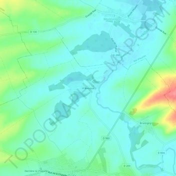 Villevoqueの地形図、標高、地勢