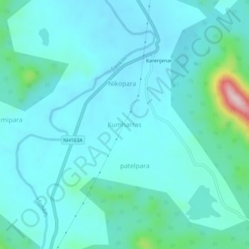 Kumharrasの地形図、標高、地勢