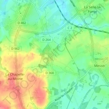 Le Buisson Jourdanの地形図、標高、地勢