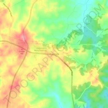 Beaumontの地形図、標高、地勢