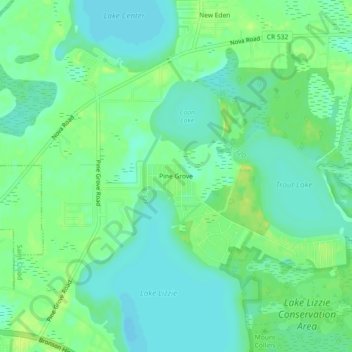 Pine Groveの地形図、標高、地勢