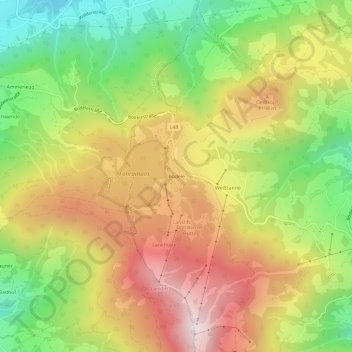 Bödeleの地形図、標高、地勢