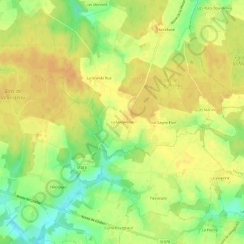 La Madeleineの地形図、標高、地勢