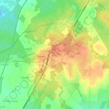 Les Maisons Neuvesの地形図、標高、地勢