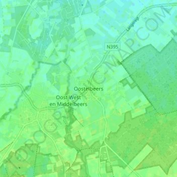 Oostelbeersの地形図、標高、地勢
