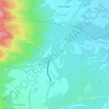 Kalipayanの地形図、標高、地勢