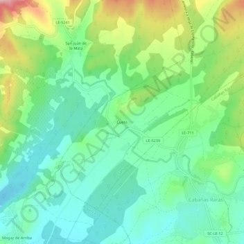 Cuetoの地形図、標高、地勢