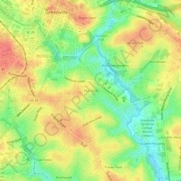 Alta Vistaの地形図、標高、地勢