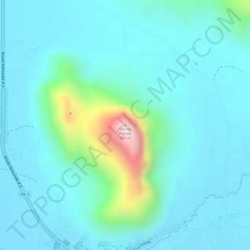 Morne Pignonの地形図、標高、地勢