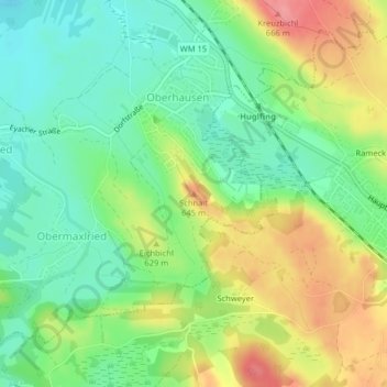 Schnaitの地形図、標高、地勢