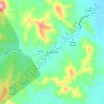 Many Peaksの地形図、標高、地勢