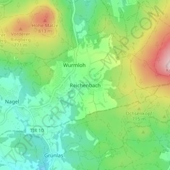 Reichenbachの地形図、標高、地勢