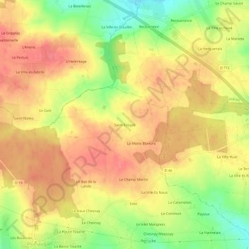 Saint Enogatの地形図、標高、地勢