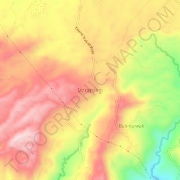 Marapangiの地形図、標高、地勢