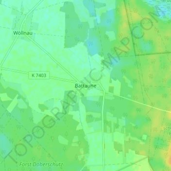 Battauneの地形図、標高、地勢