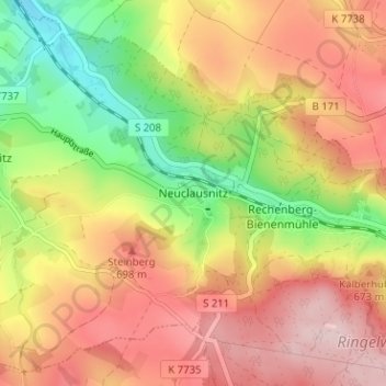 Neuclausnitzの地形図、標高、地勢