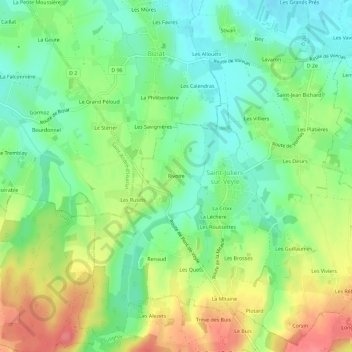 Rivoireの地形図、標高、地勢