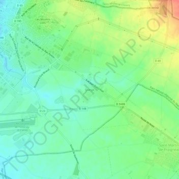 Grangeの地形図、標高、地勢