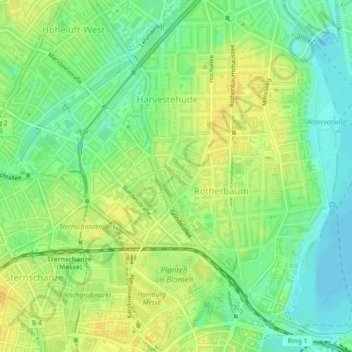 Grindelの地形図、標高、地勢