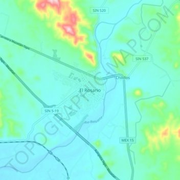El Rosarioの地形図、標高、地勢
