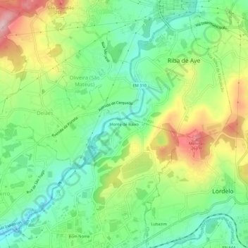 Monte de Baixoの地形図、標高、地勢