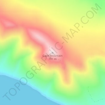 Cape Mountainの地形図、標高、地勢