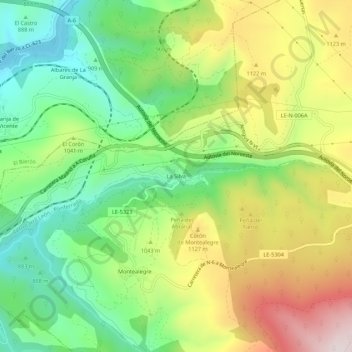 La Silvaの地形図、標高、地勢
