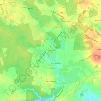 Le Gaillandの地形図、標高、地勢