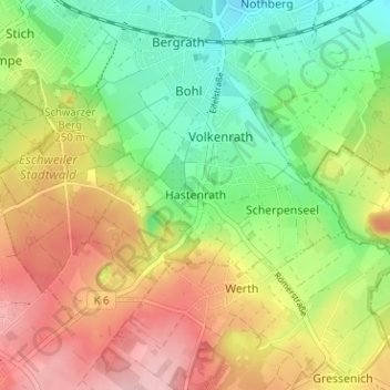 Hastenrathの地形図、標高、地勢