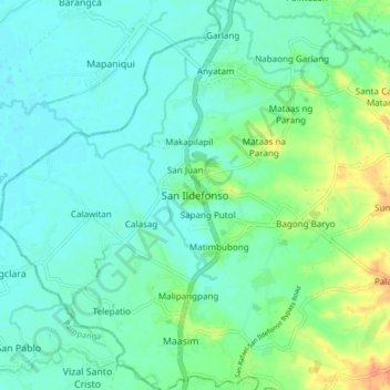 San Ildefonsoの地形図、標高、地勢