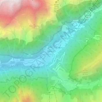 Bondioneの地形図、標高、地勢