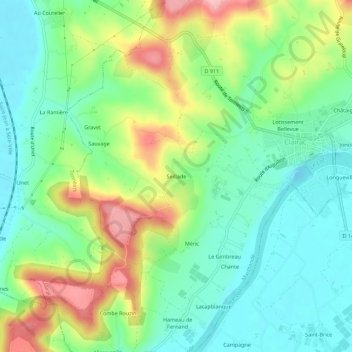 Seilladeの地形図、標高、地勢