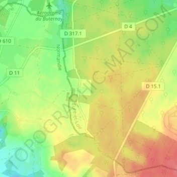 Bourg Neufの地形図、標高、地勢