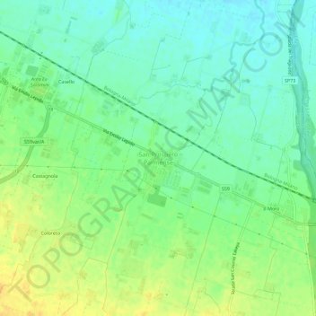 San Prospero Parmenseの地形図、標高、地勢