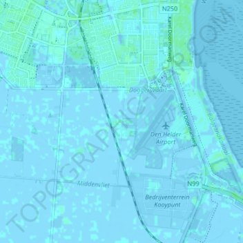 Friese Buurtの地形図、標高、地勢