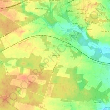 Peyducoumの地形図、標高、地勢