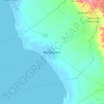 Bachaqueroの地形図、標高、地勢