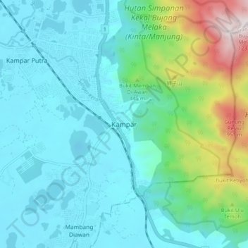 Kamparの地形図、標高、地勢