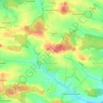Freibad Ainhofenの地形図、標高、地勢